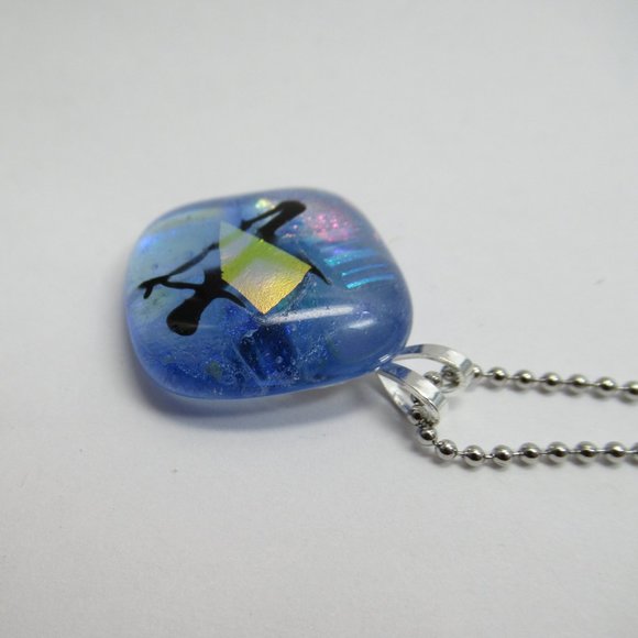 Dichroic fused glass Pendant Necklace - Picture 8 of 10